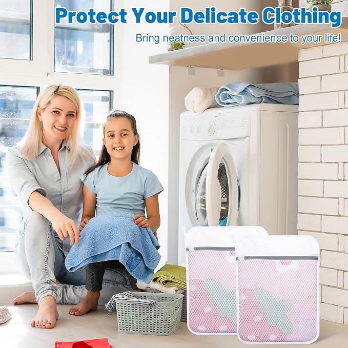 3-Pack Durable Honeycomb Mesh Laundry Bags for Delicates, 12 x 16 Inches | 120gsm Honeycomb Mesh, Sturdy Zipper, Protect Delicates, Reusable, Washer & Dryer Safe, For College, Dorm, Home and Travel