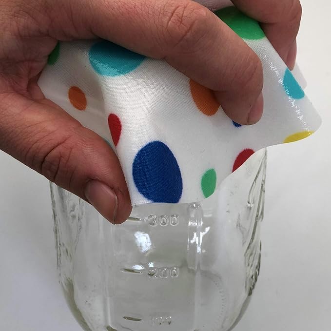 Andreas Silicone Jar Opener, White Dots – 6.25" Non-Slip Lid Gripper & Garlic Peeler, Dishwasher Safe, Multi-Use, Durable Silicone & Fabric, Made in the USA, JO-63
