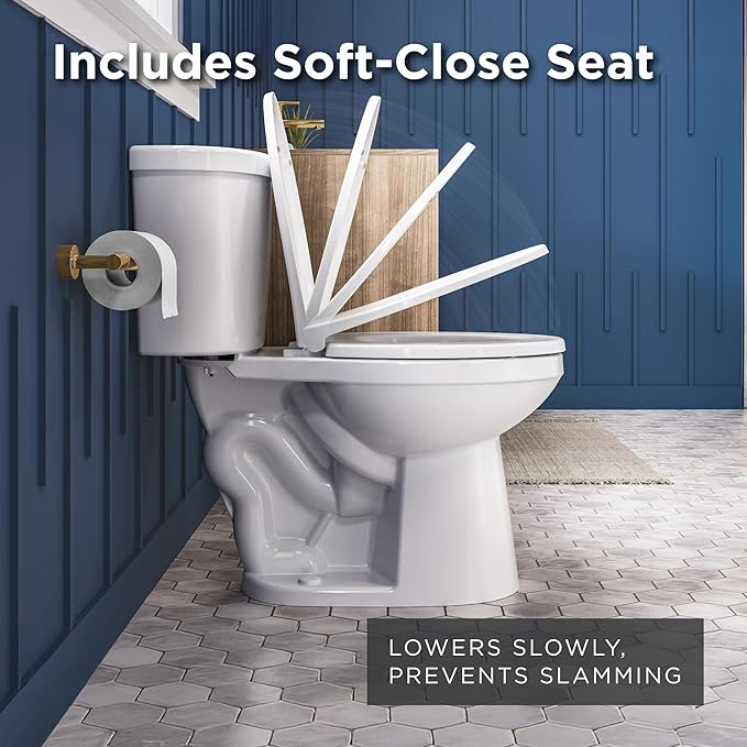 Gerber Maxwell Select Elongated Dual-Flush 1.0/1.28 GPF Two-Piece Toilet, ADA Chair Height, 12-in Rough-In, High Efficiency, Soft-Close Seat & Install Kit with Wax Ring, White, GRD49210E