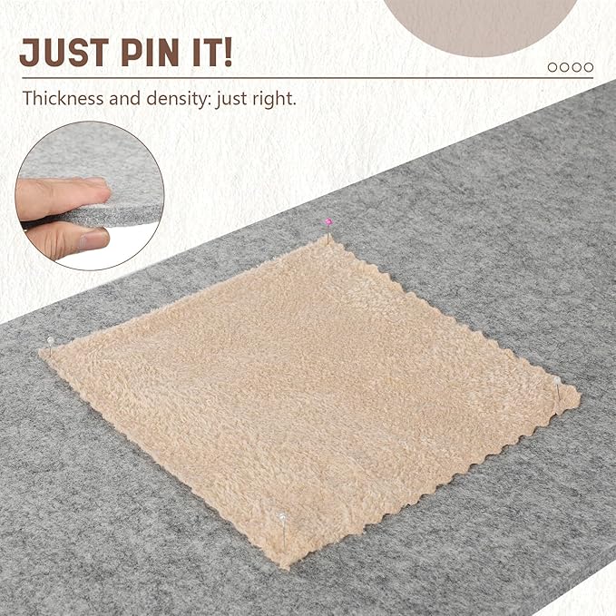 Nuanchu 2 Pack Large Wool Pressing Mat 15" x 59" and 10" x 10" Wool Ironing Mat Felted Wool Ironing Pad Sewing Machine Muffling Mat Iron Board for Quilters Quilting Supplies and Notions Accessories