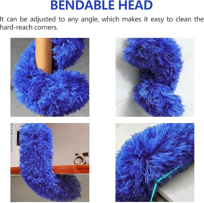 SetSail Dusters and Cobweb Duster with Extension Pole for Cleaning, Blue | 100-inch Extra-Long, Bendable Microfiber Head, Cobweb Brush Washable, Ceiling Fan Cleaner Duster Kit
