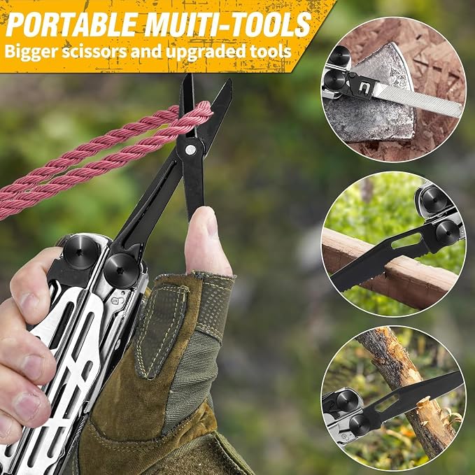 BIBURY 31-in-1 Multitool Pliers Pro BI2045,EDC Pocket Knife & Scissors | Stainless Steel Multi Tool with Replaceable Wire Cutters, Saw, Screwdriver, Ideal for Camping,Survival,Repair, Gifts for Men