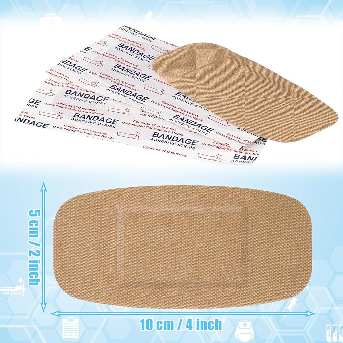 Sinmoe 200 Pcs Large Bandages Bulk Big Flexible Adhesive Wound Care Fabric Bandages for Care and Protect Wounds, 2 x 4 Inch