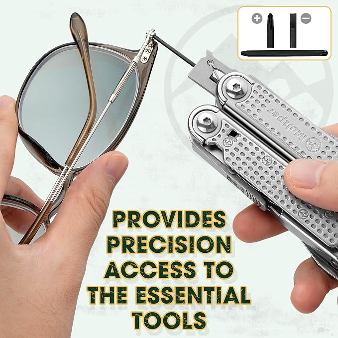 Multper Multitool Pliers with Damascus Knife & Large Scissors,Screwdriver | EDC Multi tool with Replaceable Wire Cutters, Sheath, Bottle Opener, Ideal for Camping,Survival, Repair, Gifts for Men