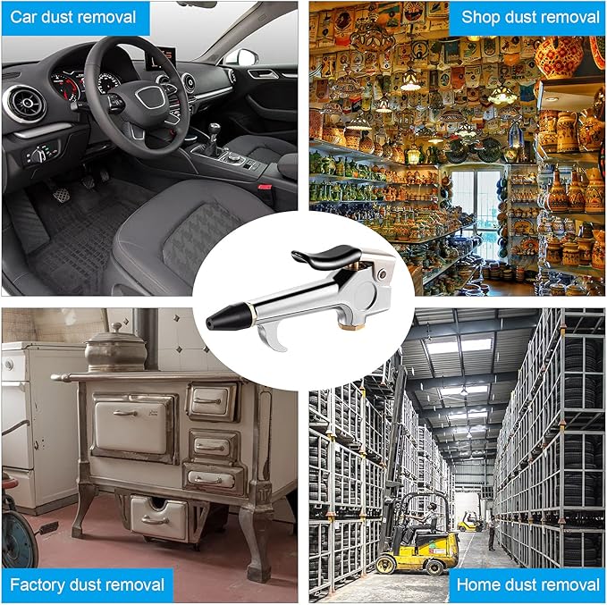 Honoson 8 Pieces Air Blow Tools Adjustable Nozzle Blow Tool Air Compressor Flow Nozzle Accessories for Industrial Household Compressor