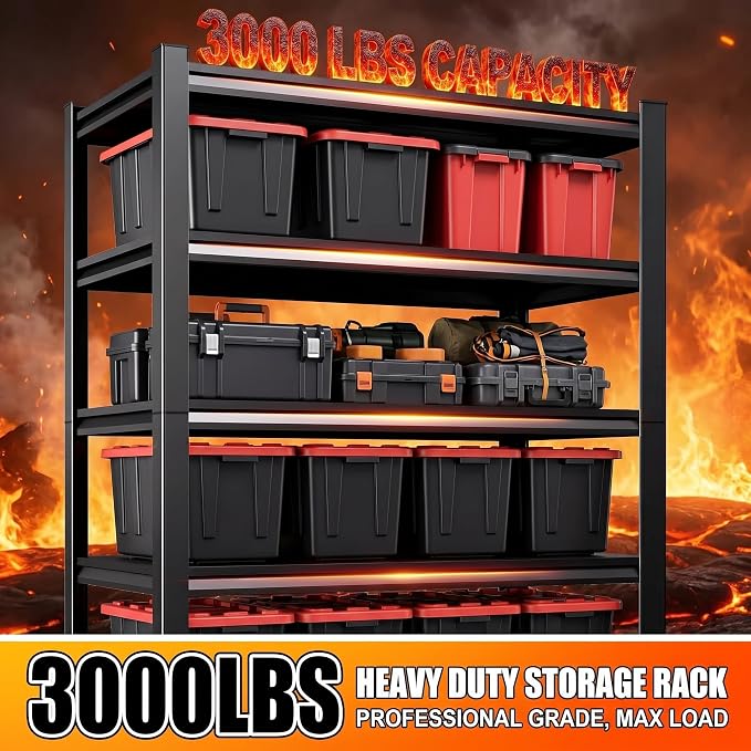 Garage Shelving, Heavy Duty Adjustable Boltless Metal Storage Shelving Units