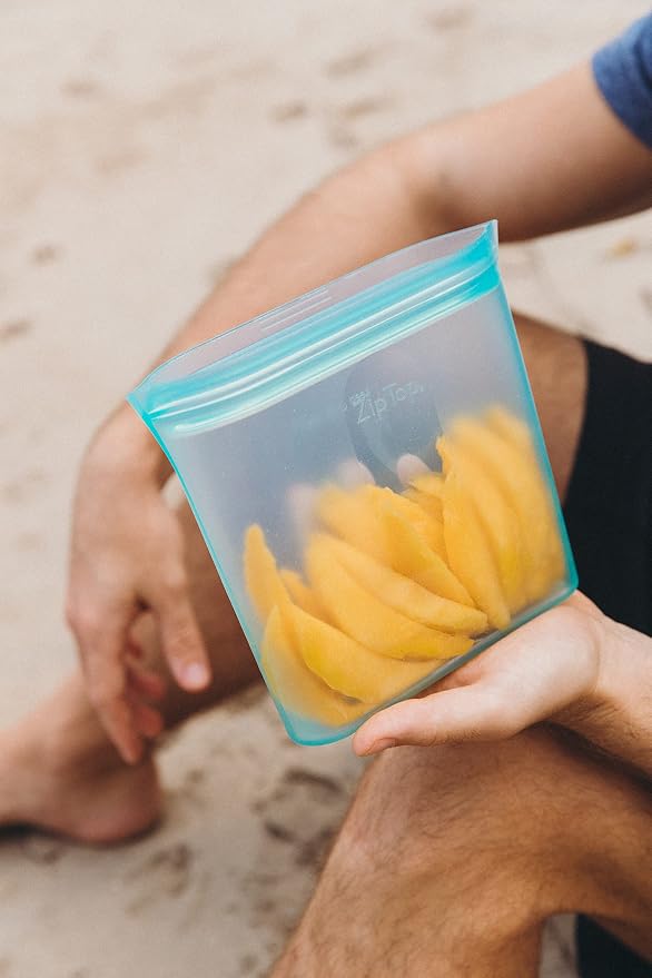 Zip Top Reusable Food Storage Bags | Sandwich Bag [Frost] | Silicone Meal Prep Container | Microwave, Dishwasher and Freezer Safe | Made in the USA