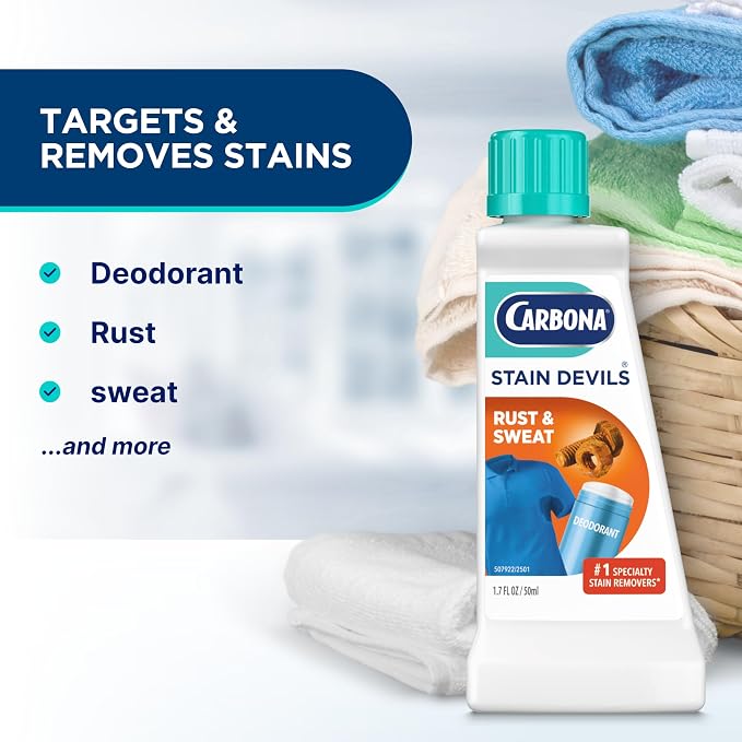 Carbona Stain Devils® #9 | Rust & Perspiration | Professional Strength Laundry Stain Remover | Multi-Fabric Cleaner | Safe On Skin & Washable Fabrics | 1.7 Fl Oz, 3 Pack