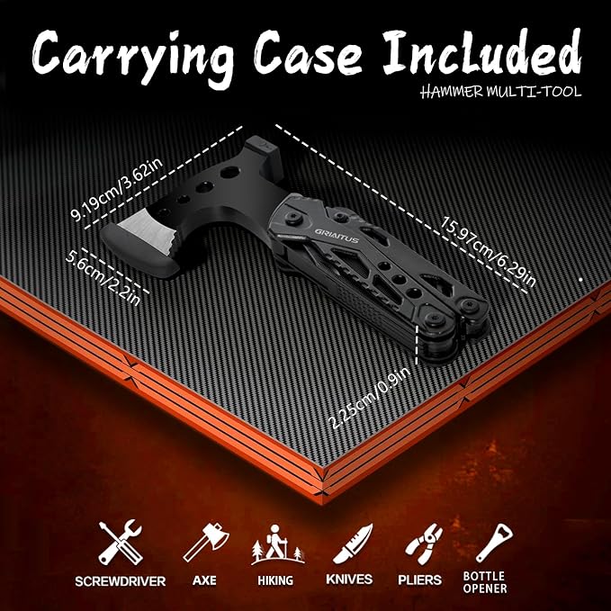 16 in 1 Multitool Camping Survival Gear with Axe Saw Pliers Whistle Hammer | Camping Accessories with Screwdrivers Bottle Opener Multitool-Knife and Gifts for Men Dad Husband Birthday Gifts