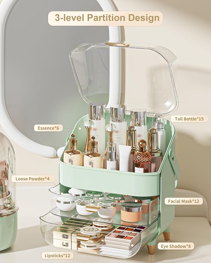 Anylady Makeup Organizer Countertop, Skincare Holder Bathroom Counter Organizer, Storage Box Cosmetic Display Cases, Teen Girl Gifts Make up Organizers for Vanity, Dresser