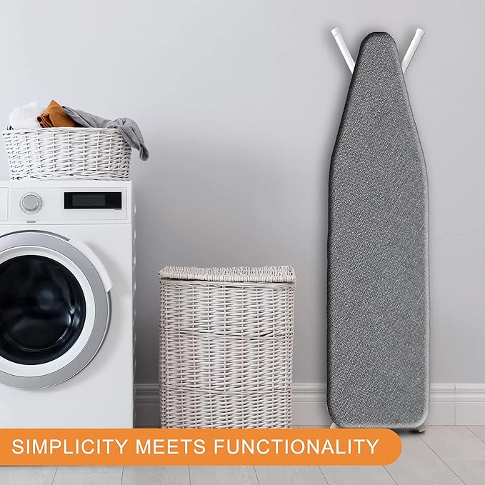 Ruibo Ironing Board Cover and Pad Extra Thick Heavy Duty Padding 4 Layers, Scorch and Stain Resistant,Elastic Edge Fit Standard Size 15x54 Inch/Black