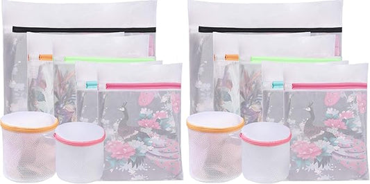 BAGAIL Laundry Bags Mesh Wash Bag for Intimates Lingerie and Delicates,7Pcs(1XL,2L,2M,2 Bra Bags) (Pack of 2)