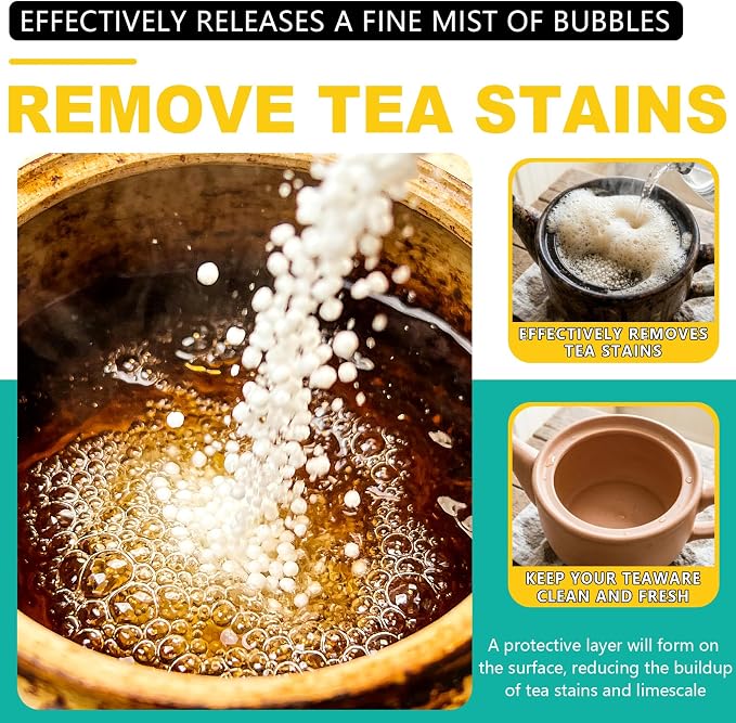 Cleaning Foam Powder, Tea & Coffee Stain Remover, 1Pack, 16 oz | Stain Remover Powder for Tea Pots, Coffee Mugs and Stainless Steel, Effectively Removes Stains, Restoring a New Luster