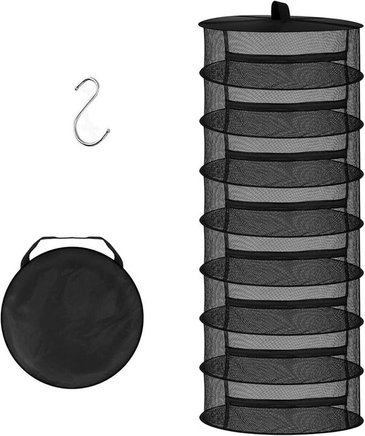 Desy & Feeci Drying Net Herbs 8-Layer Hanging Herb Drying Rack Drying Net with Zippers, Black, 23.6 x 63 inches