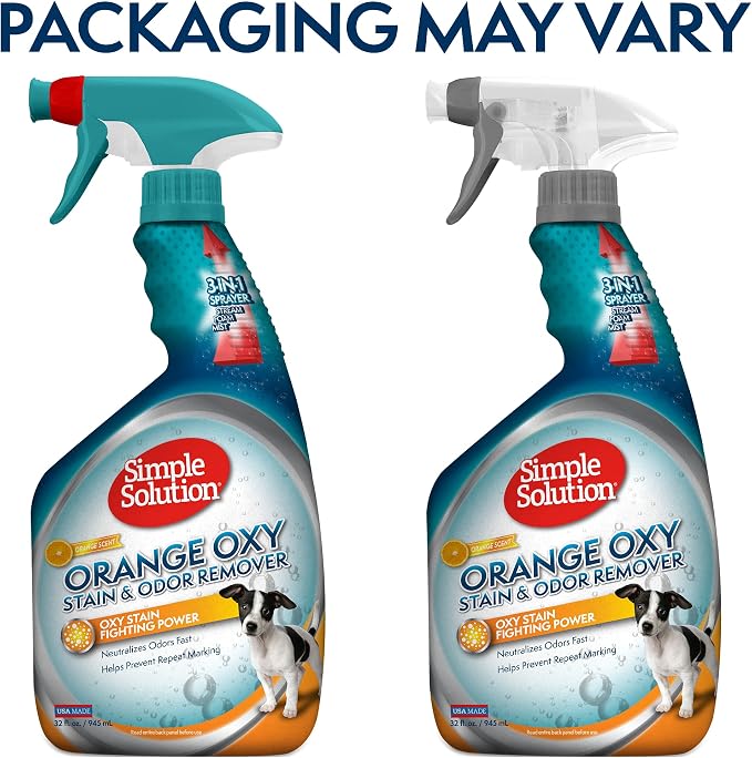 Simple Solution Oxy Charged Pet Stain and Odor Remover | Eliminates Pet Stains and Odors with 3X Cleaning Power | Orange Scent | 32 Ounces