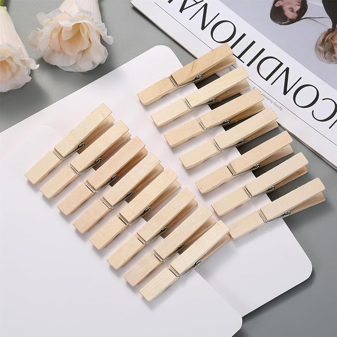 30 PCS Clothes Pins, 2.9 Inch Wooden Clothespins, Heavy Duty Clothes Line Clips for Drying Laundry, Rust Resistant Clothes Clip for Hanging Pictures