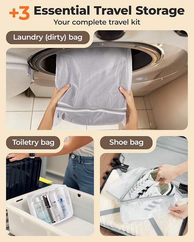 BAGSMART Travel Vacuum Bags with Wireless Pump, 15 Pack Space Saver Bags for Suitcase & Home Storage, Cordless Compression Bags Set for Clothes, with Toiletry Bag, Laundry Bag, Shoe Bag
