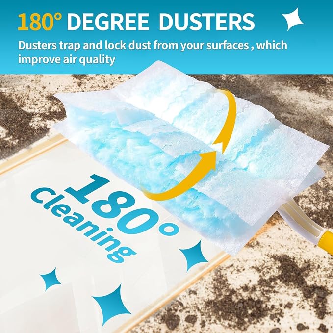 Disposable Microfiber Feather Duster Refills, Multi-Surface Duster Compatible with Swiffer Dusters Handle, 60 Count, Unscented