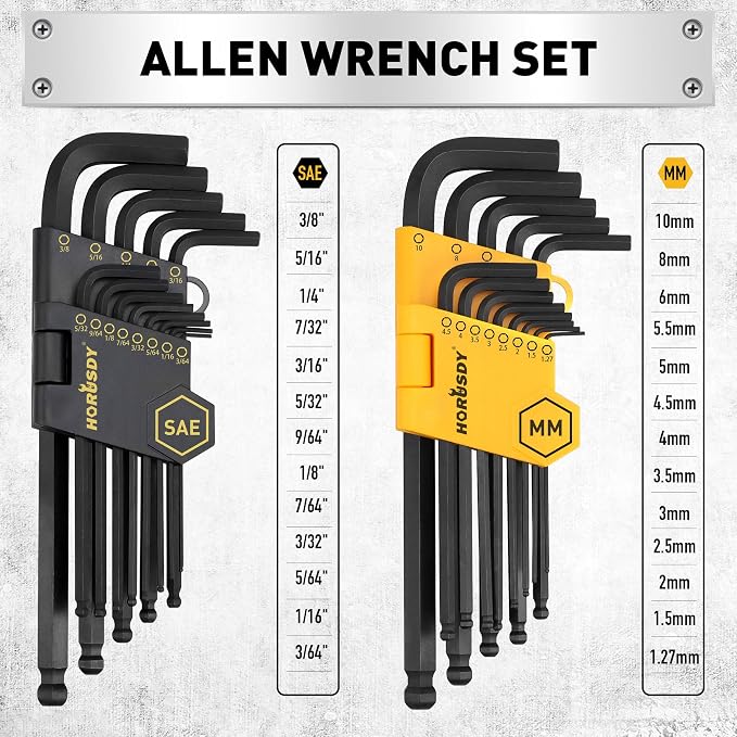 HORUSDY 140-Piece Magnetic Screwdriver Set with Plastic Racking, Includes SAE & Metric Hex Keys, Precision Screwdriver and Magnetizer Demagnetizer DIY Tools for Men Tools Gift