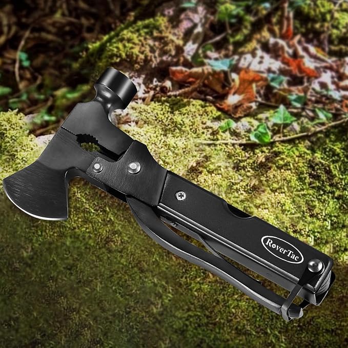 14-in-1 Multitool Camping Axe – Multi Tool with Knife, Hammer, Saw, Screwdrivers, Bottle Opener – Camping Tool with Sheath – Tool Gifts for Men, Dad, Husband, and Outdoor Enthusiasts.