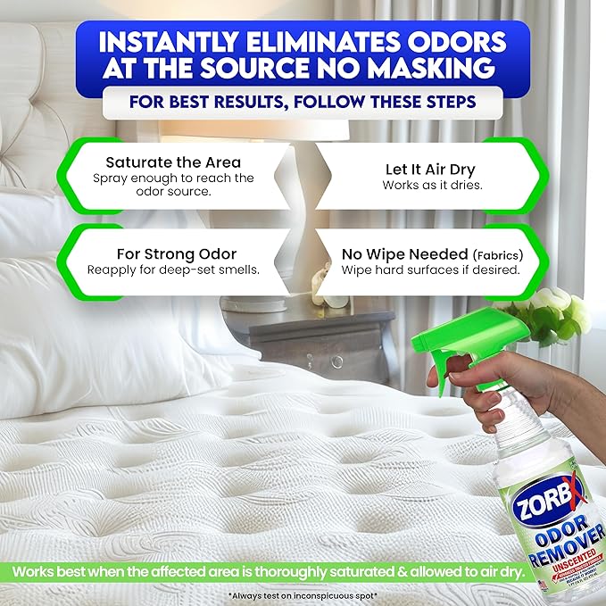 ZORBX Unscented Odor Eliminator for Strong Odor 16 Fl Oz - Used in Hospitals & Healthcare Facilities - Advanced Trusted Formula, Fast-Acting Odor Remover Spray for Dog, Cat, House & Carpet | Permanent Odor Remover for Pet & Human Urine, Smoke & Strong ...