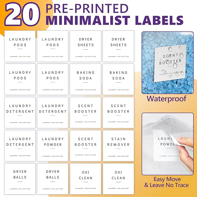 3+1 Pack Bamboo Laundry Pods Container, Clear Laundry Room Organization Containers,Large Laundry Detergent Powder Storage Containers Lids & Labels, Acrylic Laundry Pods Holder for Scent Booster