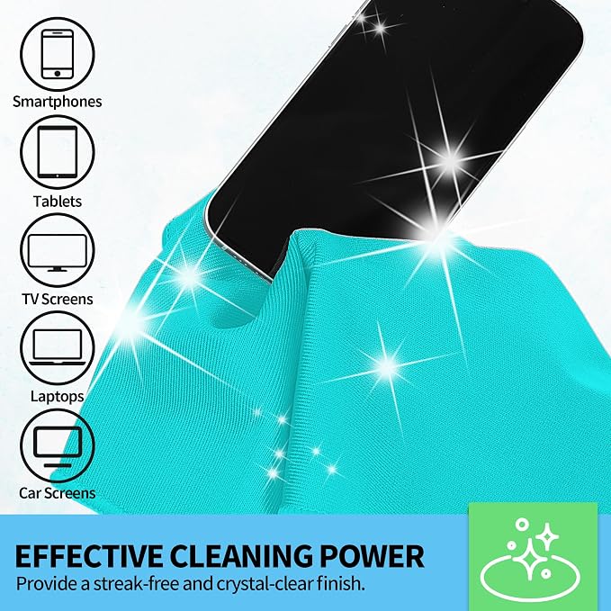 Microfiber Cleaning Cloth - 10 Pack Glasses Cleaning Cloth, 16" x 14" Window Cleaning Rags, Streak Free Lint Free Polishing Cloths Wipes for Eye Glass, Stainless Steel, Windshield, Turquoise