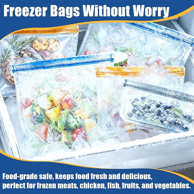 20Pack Dishwasher Safe Reusable Bags, 3Size Leakproof Reusable Silicone Freezer Bags Food Storage Containers for Meal Prep Containers, Lunch Sandwich Bag for Salad Fruit, Vegetables, Home Organization