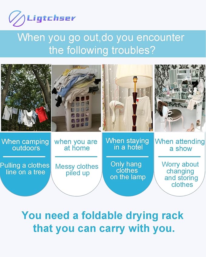 Ligtchser Portable Travel Garment Rack,Collapsible Mini Clothing Rack | Portable, Easy to Store,with Small Space Occupation,This Folding Clothing Rack is Suitable for Travel and Dance.
