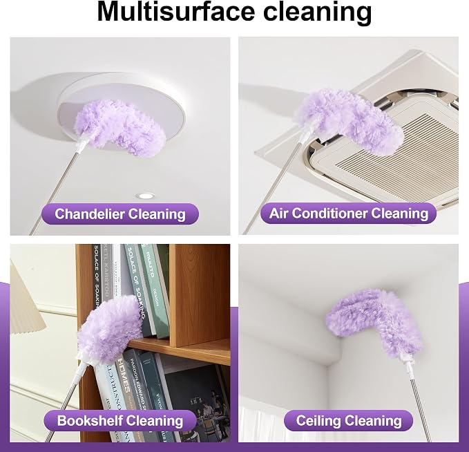 JOYMOOP Ceiling Fan Cleaner Duster and Cobweb Duster with Extension Pole, 28–98 Inch Handle and 9 Refills for High Ceilings and Furniture