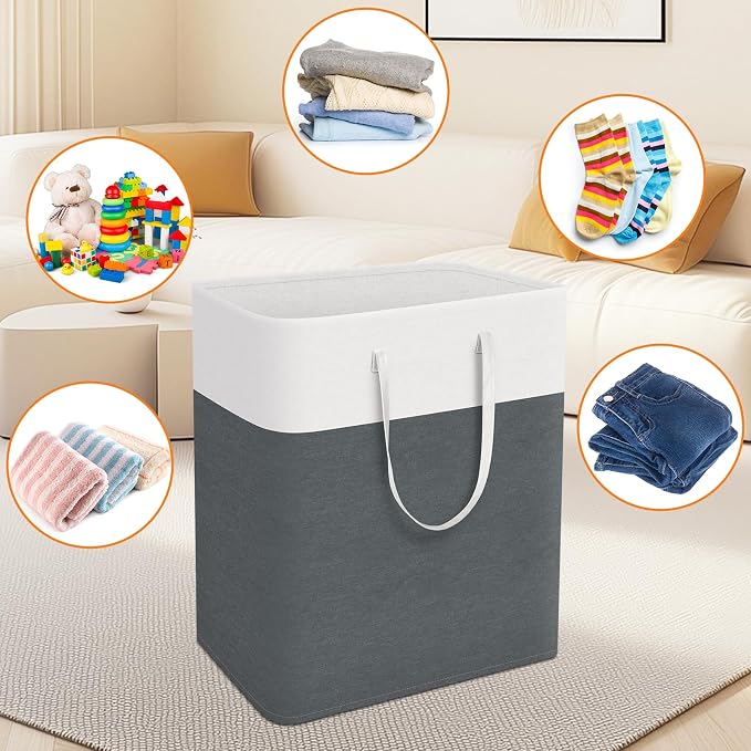 TasticTotes Laundry Basket 3-Pack, Laundry Hamper, 100L-Grey | Clothes Laundry Hamper, Collapsible Laundry Basket, Freestanding laundry hamper with Handles, Towel Storage for Home or Dorm