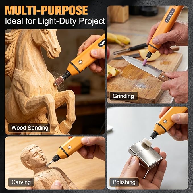 Mini Cordless Rotary Tool, Multi-Purpose Power Rotary Tool Kit (yellow) | 67 Accessories, Variable Speed， USB-C Charger, for Engraving, Sanding, Polishing, Grinding, DIY Crafts