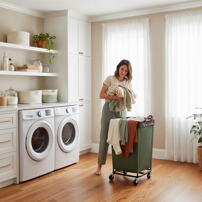 StorageWorks 160L Laundry Basket with Wheels, Rolling Hampers for Clothing