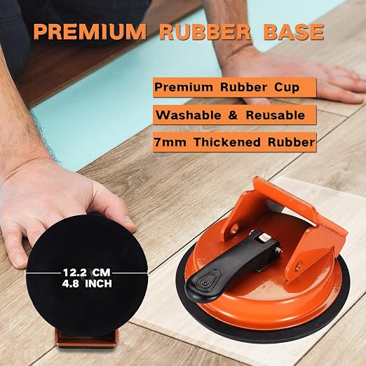 REXBETI Floor Gap Fixer Tool, Plank Gap Repair Kit, Heavy Duty Suction Cup | 45° Widened Striking Surface, 12Pcs Sticky Pads, Laminate Flooring Tool, Fixer Laminate/Vinyl Flooring/Hardwood/LVP