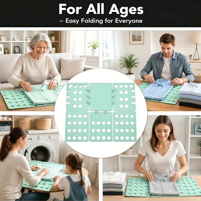 Shirt Folding Board, Shirt Folder - Folds Hoodies, Jeans & Shirts, Cyan | Quick garment folding, heavy duty for thick clothes, for adults & kids, compact foldable design, no assembly required