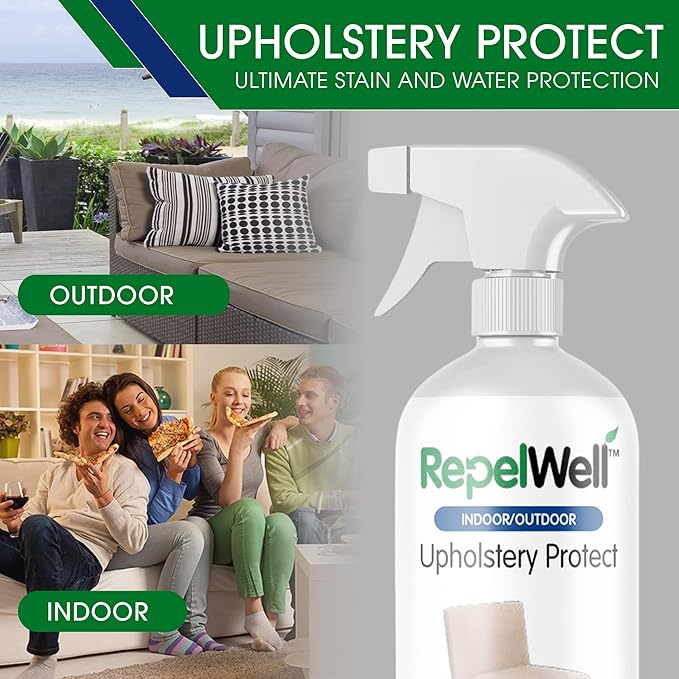 Non Toxic Fabric Protector Spray for Upholstery & Furniture, 24 oz | Helps repel water, coffee, wine, food, dirt and everyday spills from upholstery.