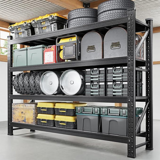 Letaya 8000LBS Storage Shelves Heavy Duty,75" W Garage Shelving Units, 4 Tier Adjustable Utility Rack Shelf,Large Metal Industrial Shelves,for Shop,Warehouse,Basement,Black (75" W x 24" D x 70" H)