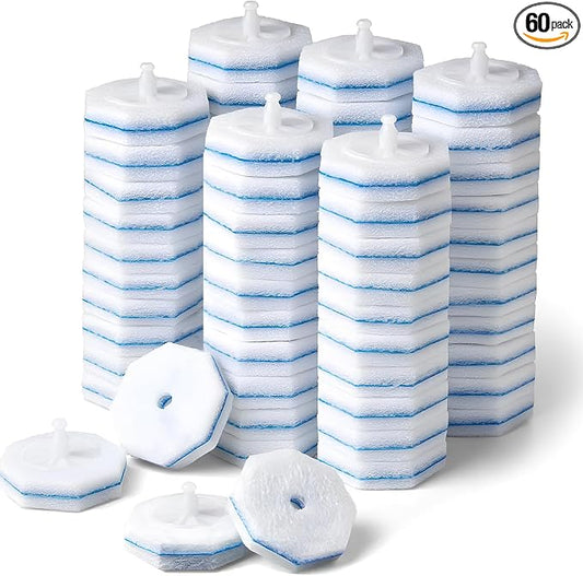 60 Pack Wand Refills Compatible with Clorox Toilet Brushes, Instant Foam Cleaning, Secure Lock No Slipping, Odor Neutralizing, Easy Snap-On Design