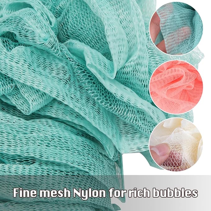 Back Scrubber for Shower, Qewro Loofah on a Stick as Shower Brush Exfoliating Body with Long Handle, Loofah Sponge Mens Loofah Bathing Accessories for Women (2Pack Blue) (4Pack Blue and Pink)