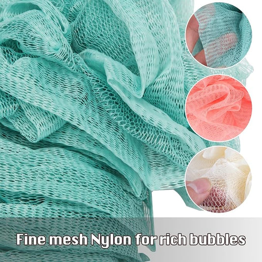 Back Scrubber for Shower, Qewro Loofah on a Stick as Shower Brush Exfoliating Body with Long Handle, Loofah Sponge Mens Loofah Bathing Accessories for Women (2Pack Blue) (4Pack Blue and Pink)