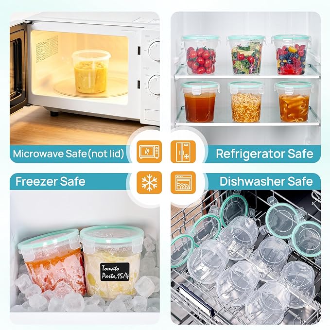 Vtopmart 6 Pack 24oz Soup Containers with Airtight Lids, Deli Containers for Take-Out, Plastic Food Freezer Storage Containers for Meal Prep, Salad, Fruit, Lunch, Microwave/Dishwasher/Freezer Safe