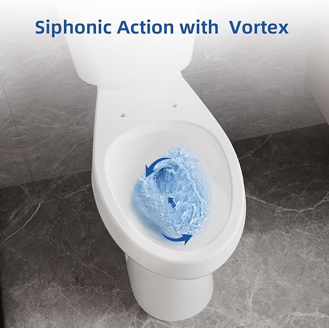 Two-Piece Toilet, 21" Comfort Height Elongated Bowl with 1.1/1.6 GPF Dual Flush, ADA Compliant, 12" Rough-In, Senior-Friendly Bathroom Solution in White