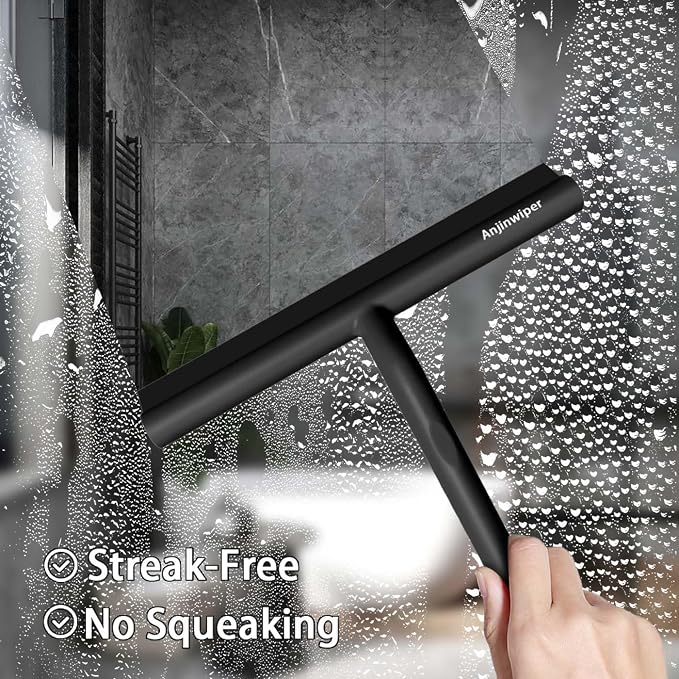 Shower Squeegee for Shower Glass Doors, 8 in All-Purpose Bathroom Squeegee | Silicone Squeegees for Glass Window Mirror Tile Wall, Ergonomic Household Squeegee with Adhesive Hook, Car Home Cleaner Tool