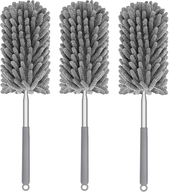 Mini Duster for Cleaning, 360° Bendable Hand Dusters with Extension Pole, Washable Small Duster for Car Interior, Office, Furniture