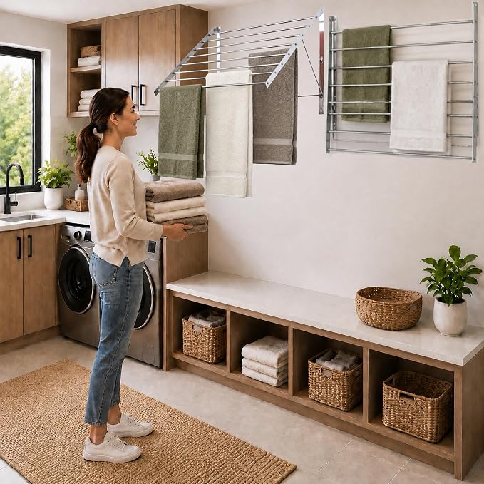 Smartsome Wall Mounted Clothes Drying Rack | 22" | 15 Ft | 60 lb
