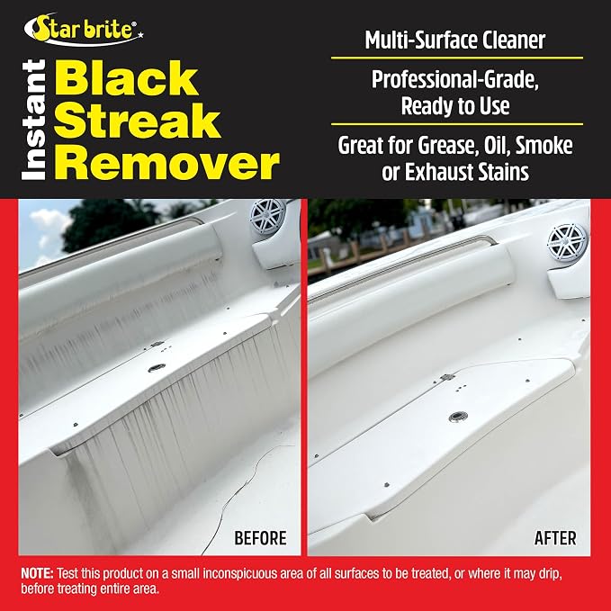 Star brite Instant Black Streak Remover - Dissolve Grease, Oil, Smoke & Exhaust Stains on Fiberglass, Vinyl, Metal, Plastic & Painted Surfaces - Spray On, Wipe Off