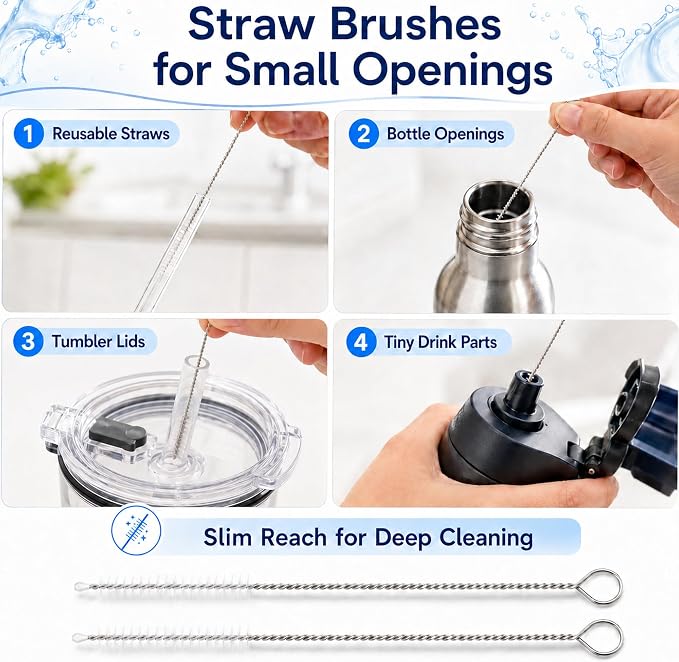 11Pcs Crevice Cleaning Brush Set, Hard Bristle Crevice Cleaning Brush Tool Kit, Thin Brush for Cleaning Tight Spaces, Gaps, Grout, Sink, Bathroom, Kitchen, Window Tracks, Bottles, Straws, with Scraper