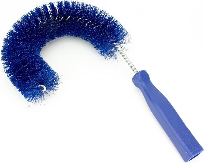 SPARTA Plastic Hook Dusting Brush, Clean-In-Place, Galvanized Wire with Threaded Hole for Dusting Surface of Curved Drains and Pipes, 11.5 Inch Length, Blue