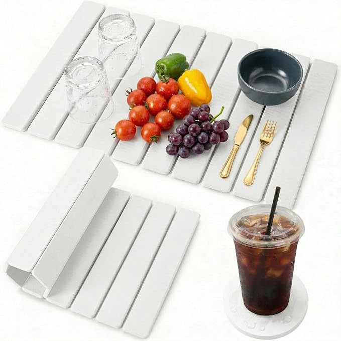Large Stone Drying Mat for Kitchen Counter, Quick Dry stone drying mat, Foldable Water Absorbing diatomaceous earth dish drying mat for Plate Rack Bottles Utensils(White 24"×16" & 4" Coaster)