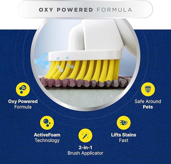 Carbona Oxy-Powered Pet Stain & Odor Remover, 2-in-1 Foaming Carpet Cleaner with Built-In Brush, Targets Urine, Vomit, Mud Messes from Dogs, Cats, 13.5 Oz (Pack of 3)